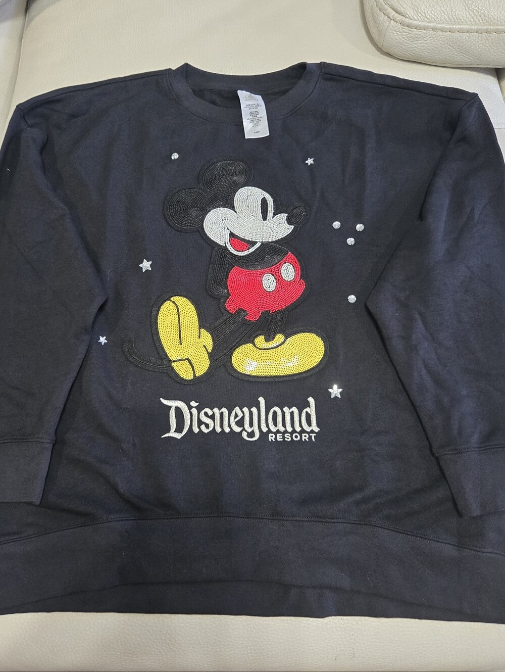 New With Tags Disney Parks Mickey Mouse Sequin Beaded Embroidered Crew Neck M/ L